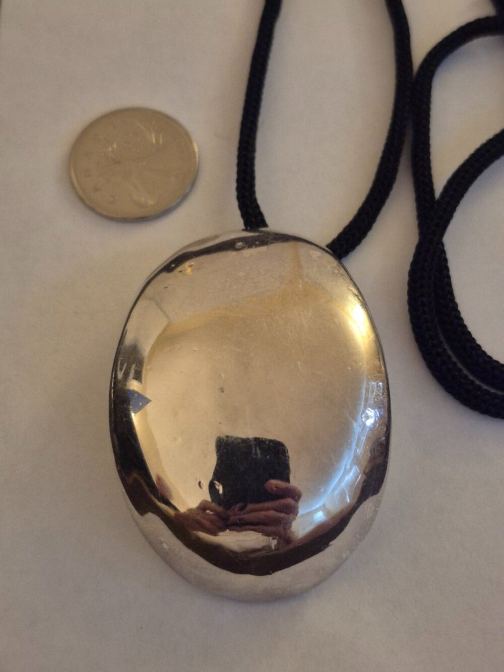 Vintage BAT-AMI Sterling Silver Modernist Pendant Necklace 925